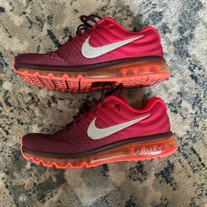 Nike Air Max Burgundy and Orange Sneakers